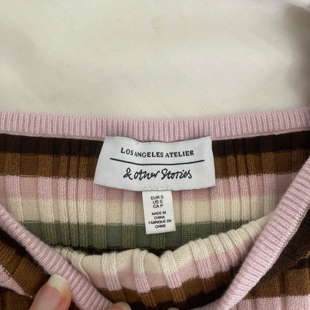 & Other Stories Striped Square Neck Ribbed Top - Picture 3 of 4